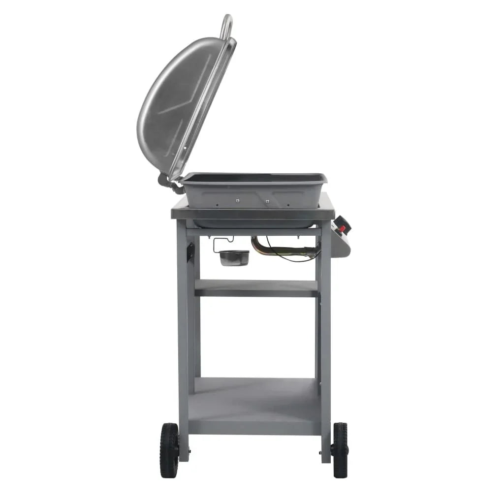 Przenośny grill gazowy ze stolikiem z 3 półkami, srebrny, Vidaxl