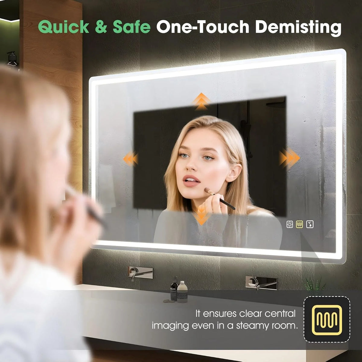 S'bagno Lustro Łazienkowe z Oświetleniem 120x70cm, Lustro LED Bluetooth z Funkcją Odmgławiania, 3000K/4000K/6500K, Ściemnialne, Pamięć, Szkło Hartowane HD, IP44-Lustra Łazienkowe LED, Poziomo/Pionowo
