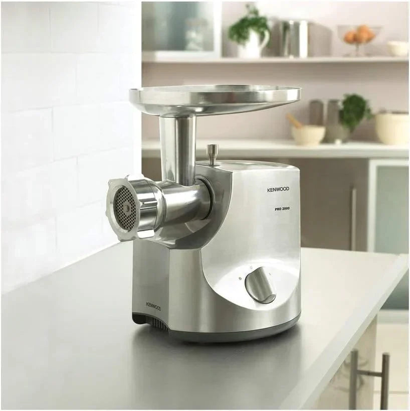 Maszynka do mielenia mięsa Kenwood Pro Food Mincer, elektryczna, 3 tarcze ze stali nierdzewnej, 2 prędkości, MG700, moc 2000W, srebrna