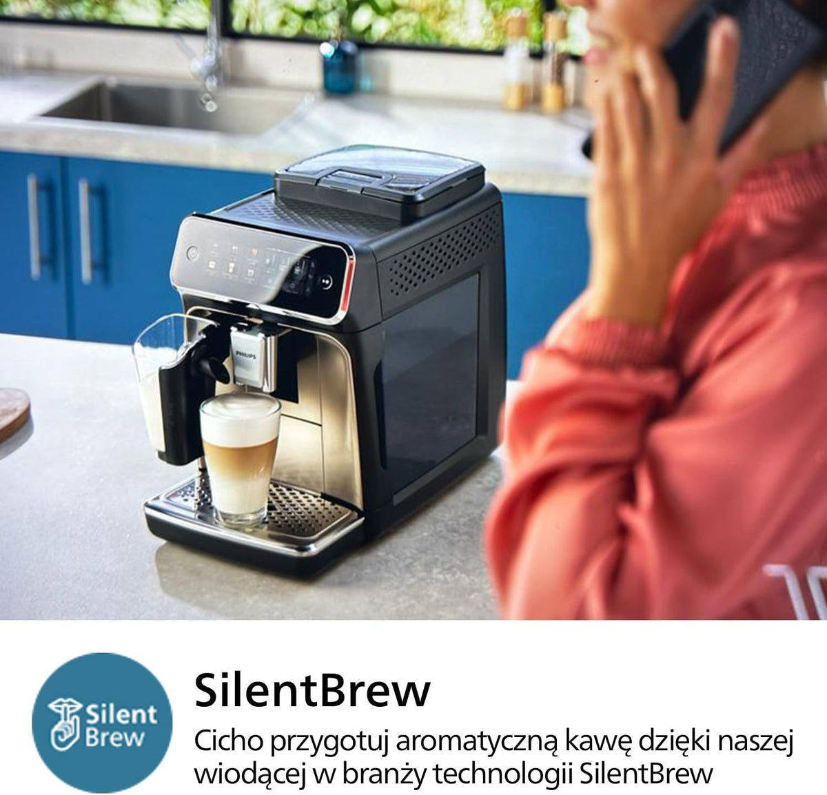 Philips 2200 Series Automatyczny ekspres do kawy - 2 rodzaje kawy, wyświetlacz dotykowy, klasyczny spieniacz do mleka, ceramiczny młynek, matowa czerń (EP2220/10)