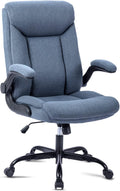 Ergonomiczne krzesło biurowe, krzesło do komputera, obrotowe krzesło robocze ze składanym podłokietnikami, regulacja wysokości, wygodne, do biura, domu, gier (szary materiał) (Czarny)