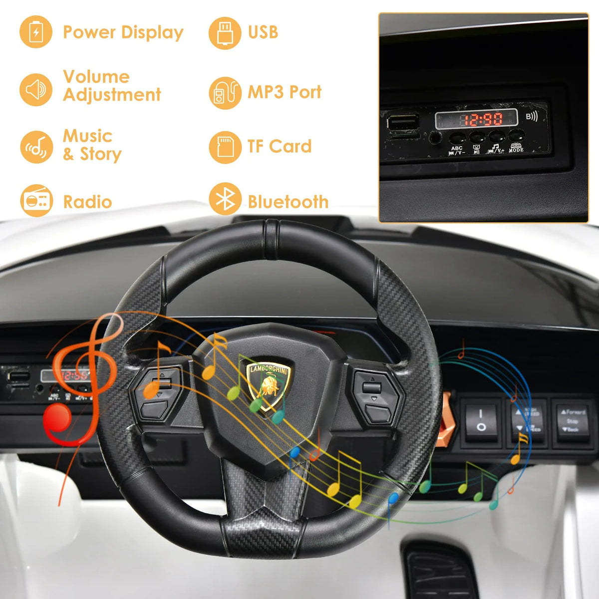 Lamborghini Licencjonowane Elektryczne z Zawieszeniem i Bluetooth