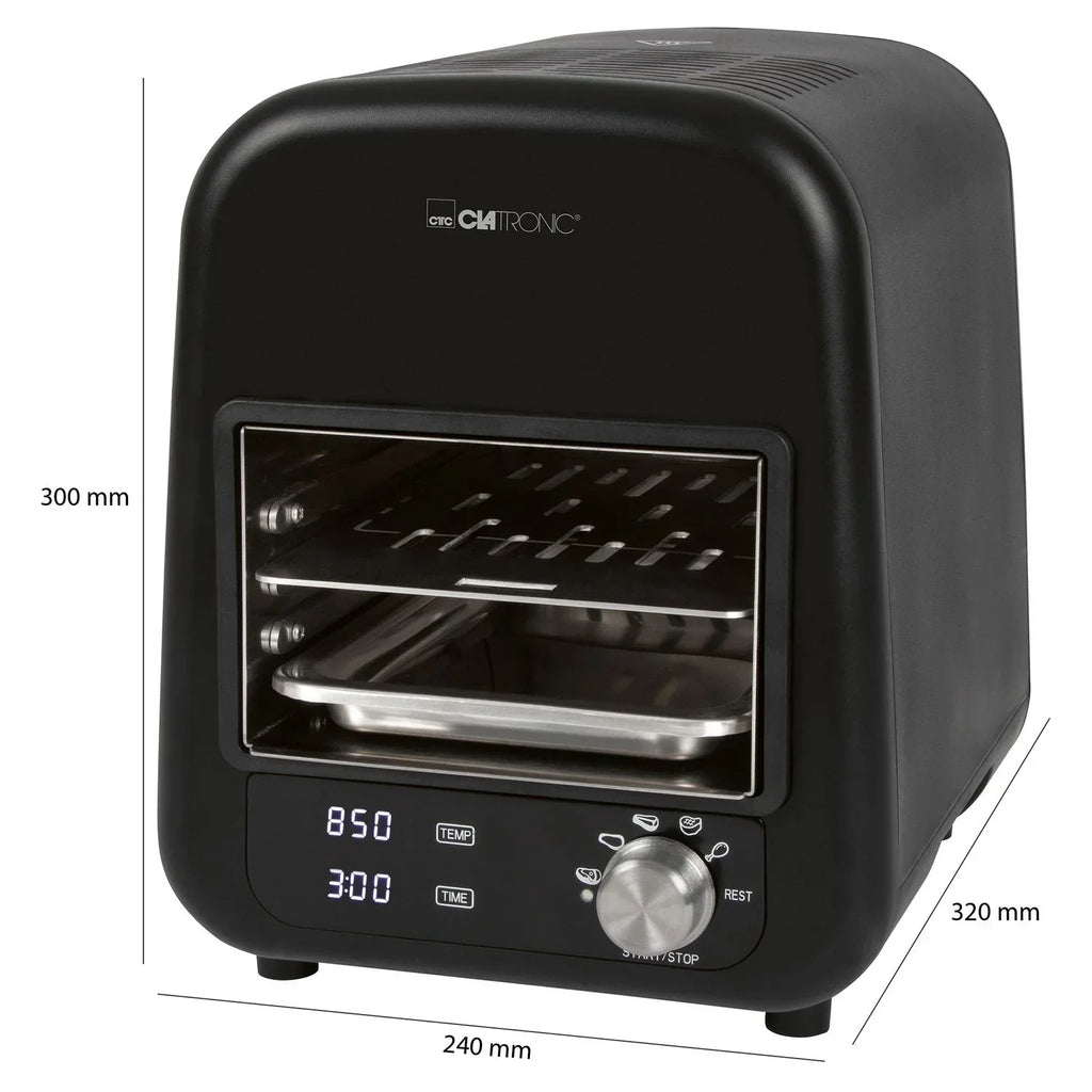 Elektryczny grill na podczerwień Barbacoa, grill ceramiczny, 5 programów gotowania, 850°C, czarny środek, 1600 W Clatronic Ebg 3760