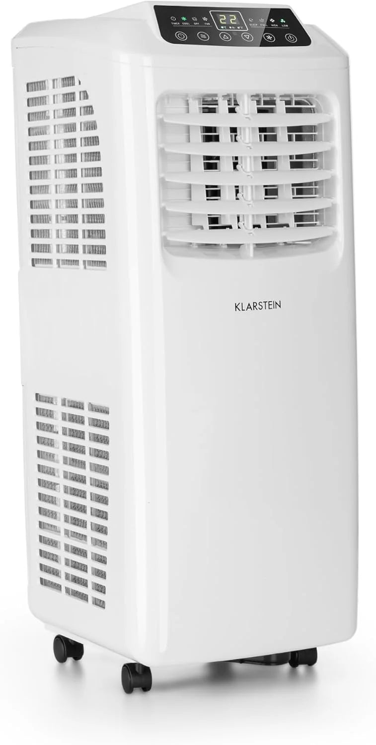 Klarstein Klimatyzator Przenośny Cichy, 4 w 1 Chłodnica Powietrza do Domów i Biur z Trybem Nocnym, z Pilotem i Osuszaczem, Klimatyzatory Niskoenergetyczne 7 000 BTU Białe