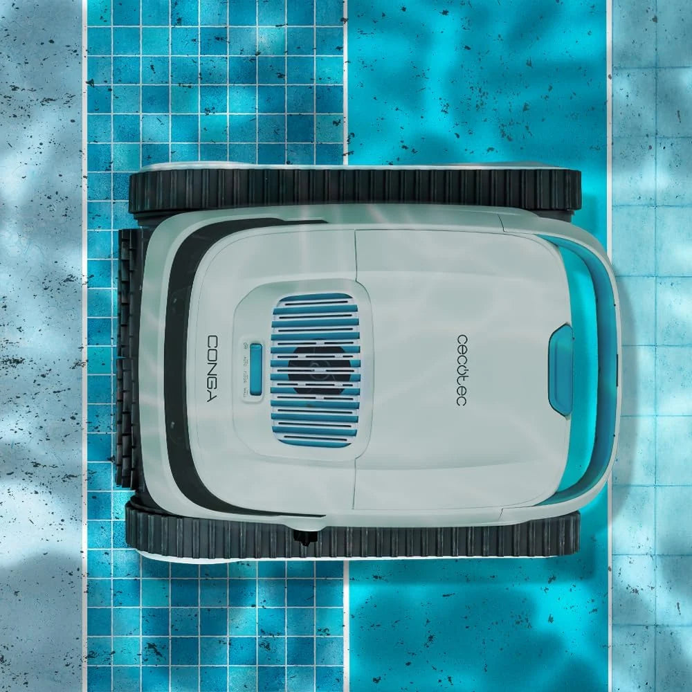 Robot do czyszczenia basenów Cecotec do dna, ścian i linii wodnej Conga Pooldroid 5000 TotalClean Pearl. Powierzchnia 100m2, maks. nachylenie 90º, czyszczenie uporządkowane, autonomia 100min, pojemność 4L
