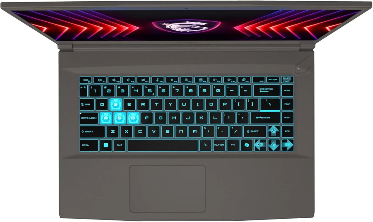 MSI Thin 15 B12UC-1842XES - Laptop 15,6" Full HD (Intel Core i5-12450H, 16 GB RAM, 512 GB SSD, NVIDIA RTX 3050, Bez systemu operacyjnego) Kolor szary - Klawiatura QWERTY hiszpańska