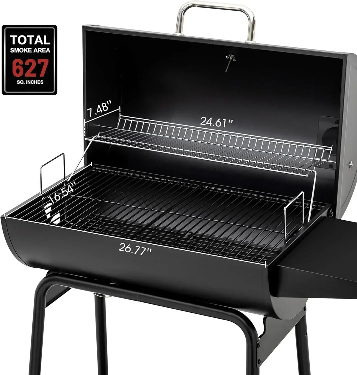 2026 Royal Gourmet CC1830 30-calowy grill węglowy ze składanym stolikiem bocznym, grill zewnętrzny z rusztem o powierzchni 4045 cm² do ogrodu, na patio i imprezy, czarny