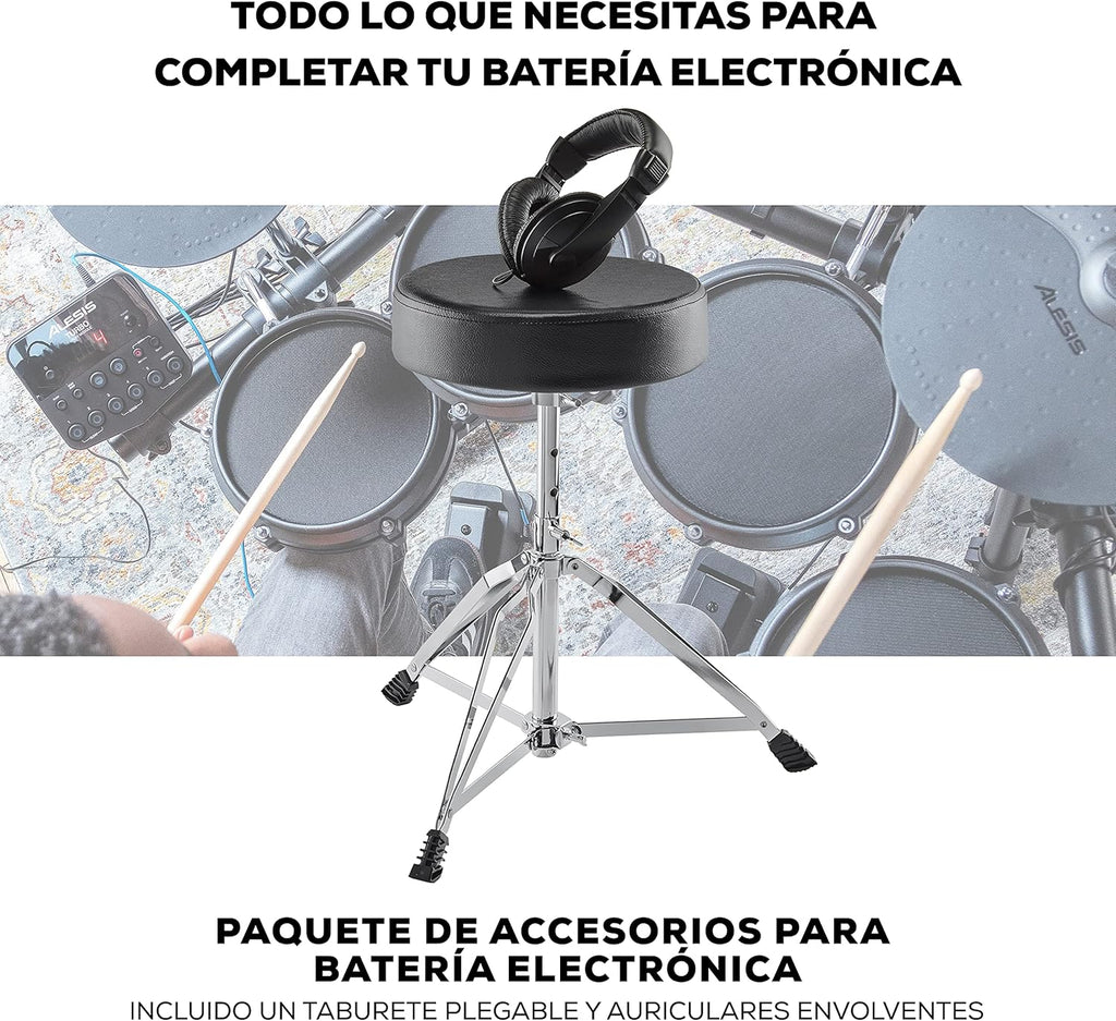 Alesis Nitro Max Kit – Elektroniczna perkusja z cichymi naciągami siateczkowymi, dwustrefowym padem werbla 10", Bluetooth, 440+ autentycznych brzmień, lekcjami Drumeo, USB MIDI, pedałem stopy