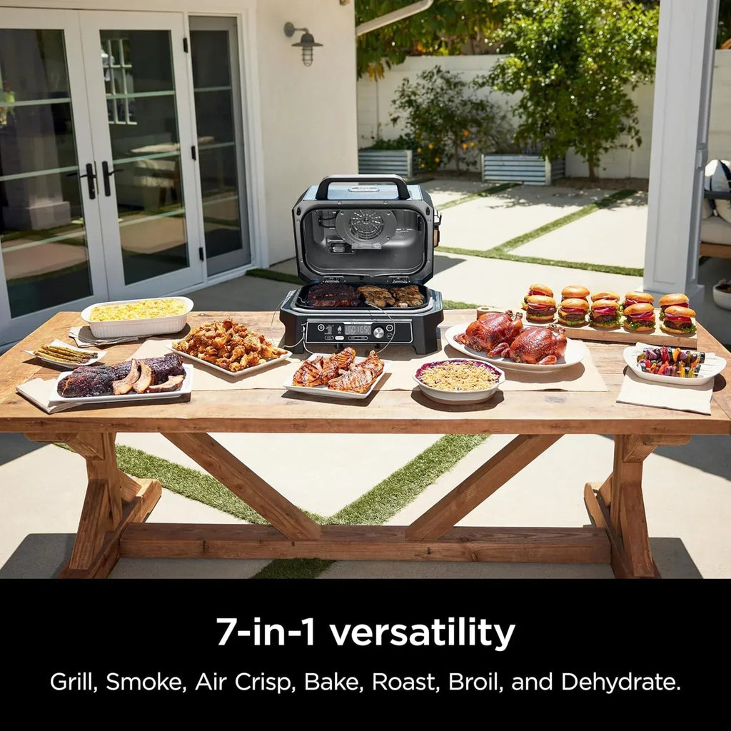 Ninja Woodfire Pro XL Grill i Wędzarnia Zewnętrzna 4 w 1 z Termometrem, Grill Master, Grill Wędzarniczy, Frytkownica Beztłuszczowa Zewnętrzna, Piekarnik, Przenośny, Elektryczny, Ciemnoszary, OG850, 2026