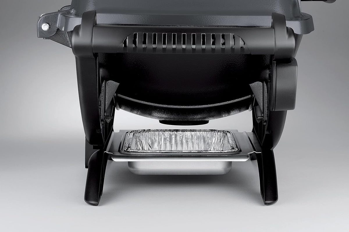 Weber Q1400 Elektryczny Grill, powierzchnia grillowania 43 x 32 cm, przenośny BBQ Grill,2-częściowy żeliwny ruszt pokryty emalią porcelanową, pokrywa i obudowa aluminiowa - Ciemnoszary (52020079)