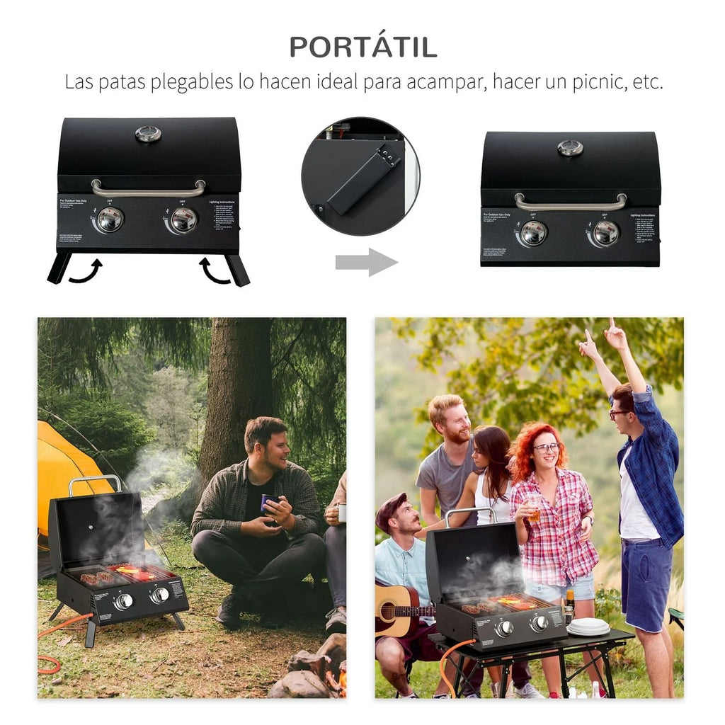 Grill Gazowy Stołowy Ze Stali Węglowej 55x46,5x41cm-outsunny.czarny