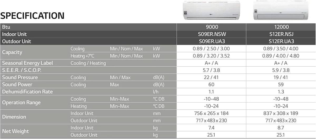 Klimatyzator typu split Standard Win Inverter 12000 Btu R32 S12ER