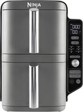 Frytkownica beztłuszczowa Ninja Double Stack XL, 9,5 litra, pionowa podwójna szuflada, 4 poziomy gotowania, 2 szuflady i 2 ruszty, konstrukcja oszczędzająca miejsce, 6 funkcji gotowania, 8 porcji, czarno-miedziana, SL400EUCP