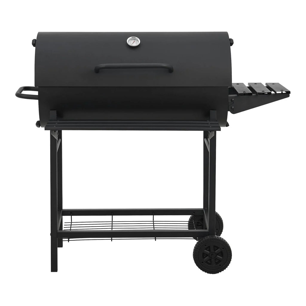 Grill węglowy Armento z 2 kółkami i termometrem, stal - czarny [casa.pro]