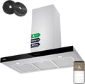 CIARRA CBCS9102 Okap Kuchenny 90 cm Klasa A+++ 650 m³/h Sterowanie WIFI Dotykowe 4 Prędkości Wyrzut Zewnętrzny i Recyrkulacja Wewnętrzna przez Filtr Węglowy CBCF003