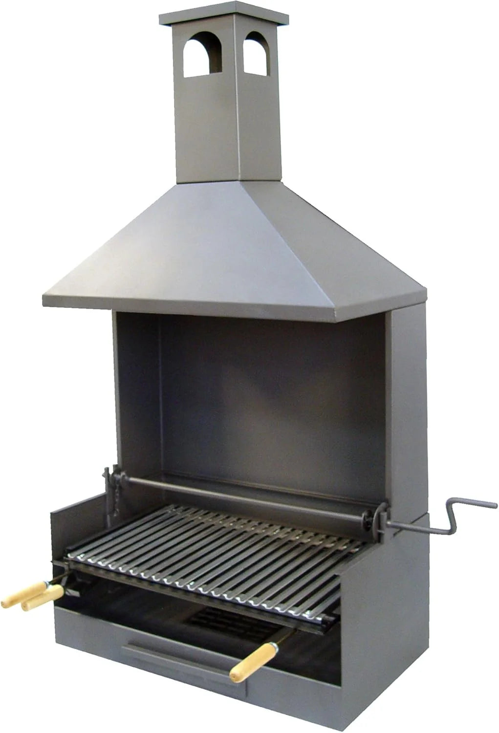 Imex El Zorro – Grill z Kominkiem i Metalowymi Półkami | 61x40x217 cm | Wzmocniona Stal z Rusztem Ze Stali Nierdzewnej i Kominem Odprowadzającym Dym | Idealny do Ogrodów, na Patia i Tarasy