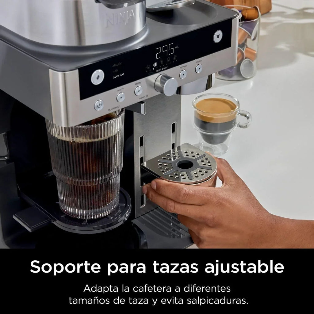 Ekspres do kawy Ninja Prestige CFN802EU 2 w 1 na kawę mieloną i w kapsułkach, ze zintegrowanym spieniaczem, do przygotowywania kaw latte, kaw mrożonych i flat white, kolor czarny