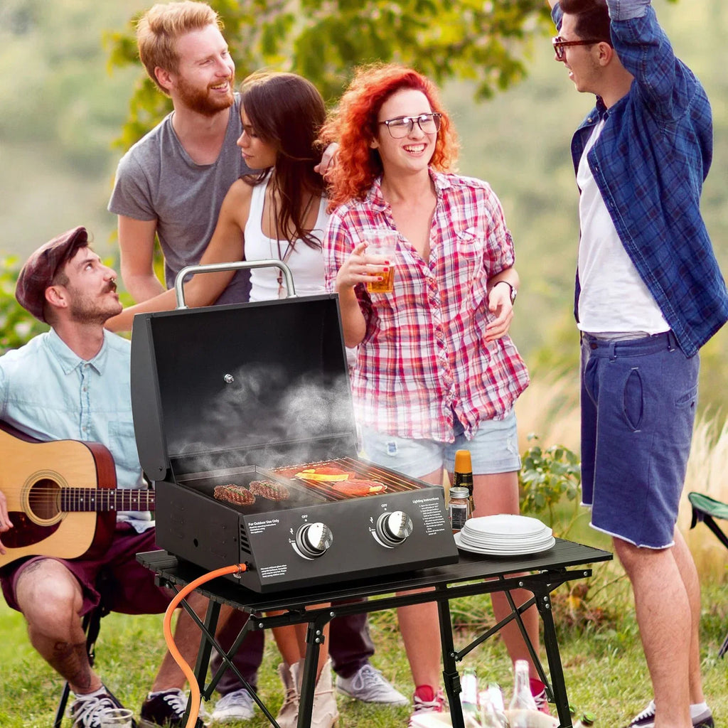 Grill Gazowy Stołowy Ze Stali Węglowej 55x46,5x41cm-outsunny.czarny