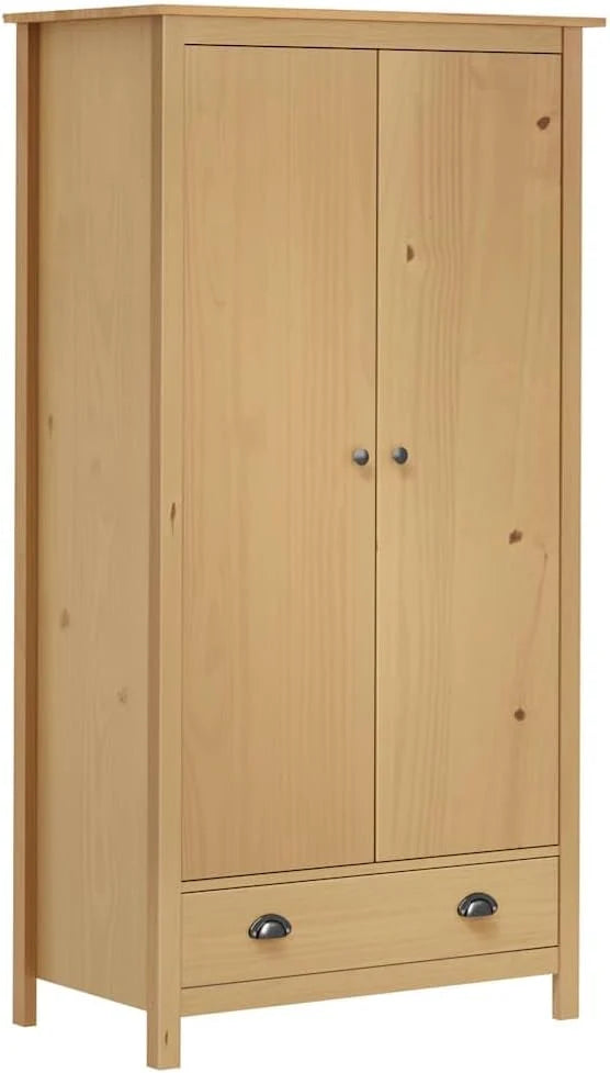 vidaXL Szafa 2-drzwiowa Mebl do ubrań Garderoba do sypialni Organizer do wieszania Ubrania do przechowywania 89x50x170 cm Białe Drewno Sosnowe
