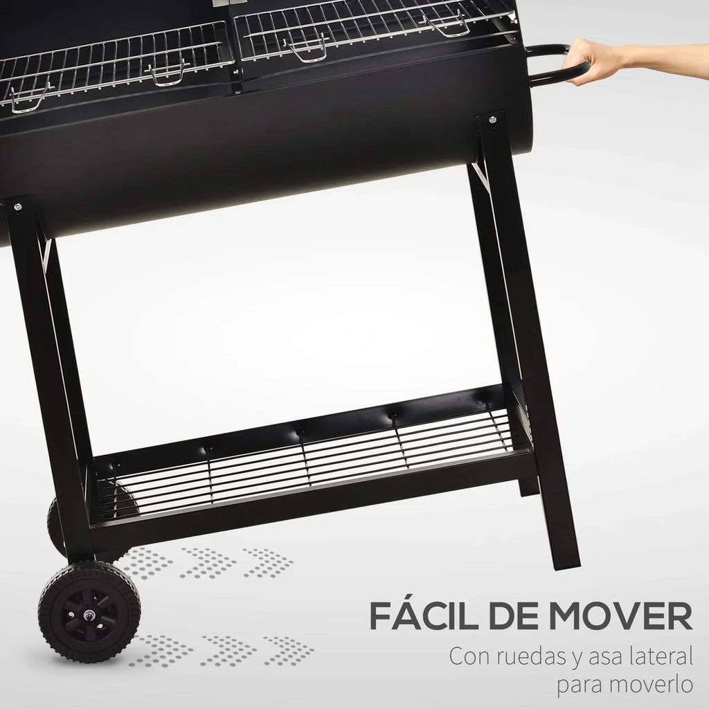 Metalowy Grill Węglowy 90x45x96 Cm-outsunny. Czarny