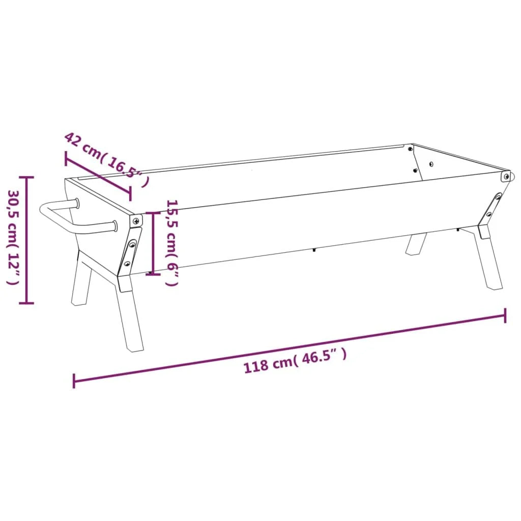 Taca do grill ze stali nierdzewnej srebrna 118x42x30,5 cm Vidaxl