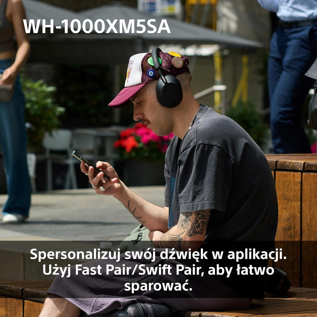 Sony WH-1000XM5 ANC Bezprzewodowe Słuchawki Nauszne z Redukcją Hałasu, Bluetooth, Clear Call Quality, Hi-Res, Do 30H Baterii, Szybkie Ładowanie, Alexa i Google Assistant, IOS i Android - Czarne