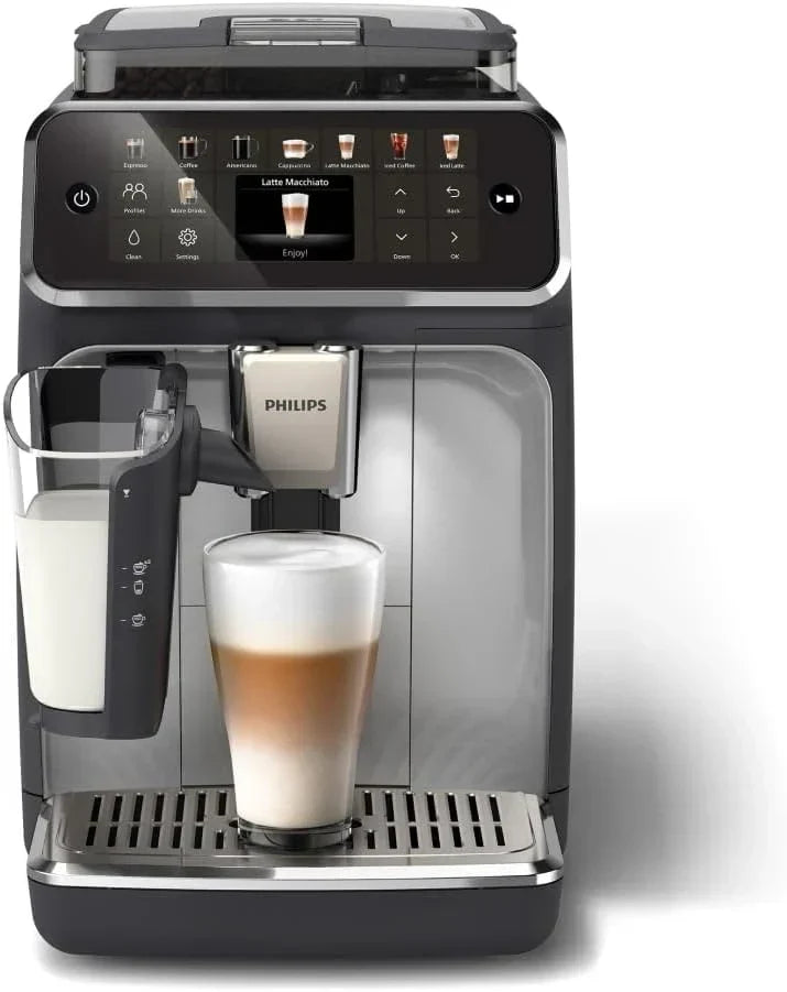 Philips Ekspres automatyczny do kawy 5500-20 Series, Kawa gorąca i mrożona, System mleczny LatteGo Quick Clean, 40% cichszy dzięki SilentBrew, QuickStart, Szary (EP5544/50)