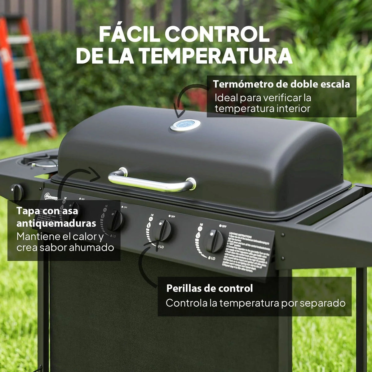 Grill Gazowy Ze Stali Abs 121x54x97 Cm-outsunny. Czarny