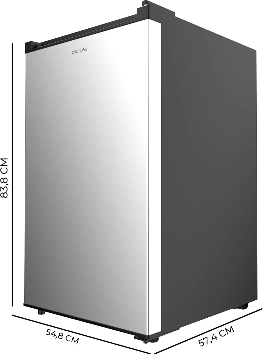 Cecotec Zamrażarka Pionowa Nablatowa 97 L Bolero CoolMarket TF 97 Inox, Klasa Energetyczna E, Kompaktowa konstrukcja, Drzwi odwracalne, 3 Szuflady, Wymiary 55,1 x 57,5 x 83,5 cm, Kolor Inox