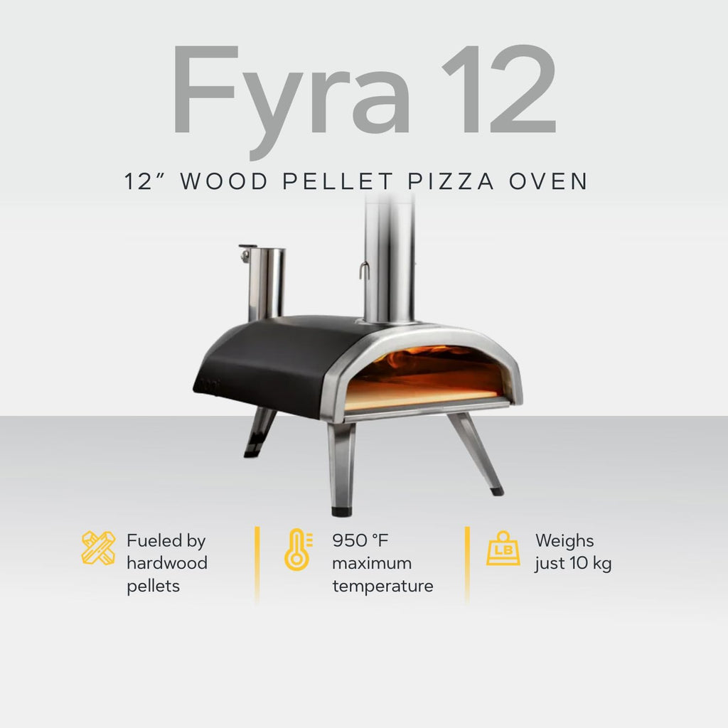 Ooni Fyra 12 Piec do Pizzy na Pellet Drzewny - Przenośny Piec do Pizzy Domowy - Piec do Pizzy Ogrodowy Opalany Pelletem - Włoska Pizza z Piekarnika