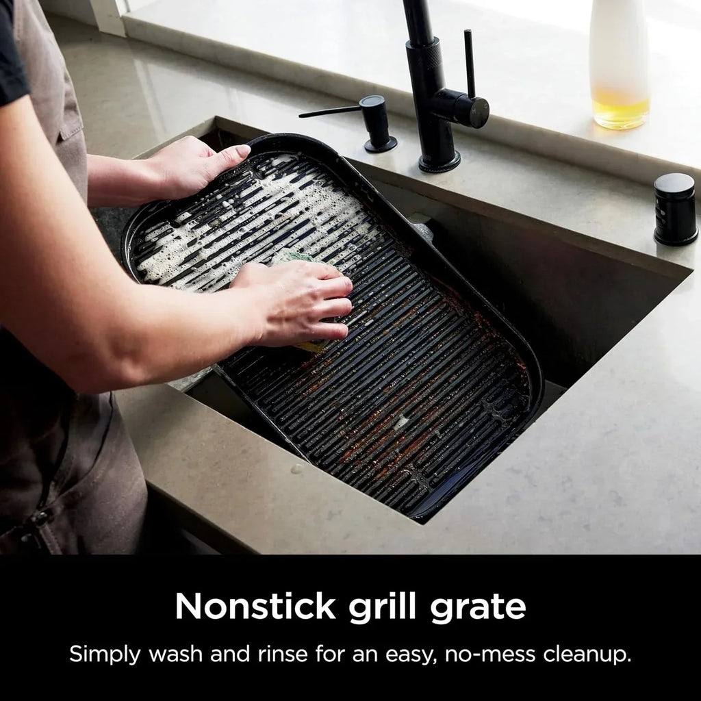 Ninja Woodfire Pro XL 4 w 1, grill i wędzarnia ogrodowa, termometr, główny grill 4 w 1, grill wędzarniczy, zewnętrzna frytkownica powietrzna, piekarnik, przenośny, grill elektryczny, ciemnoszary, model OG850