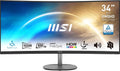 MSI Pro MP341CQ 34" UWQHD Curved Business Monitor - VA Panel 1500R, 3440x1440, 100Hz, Eye Comfort, 116% sRGB, HDR Ready, Built-in Speakers, Tilt Adjustable - HDMI, DisplayPort