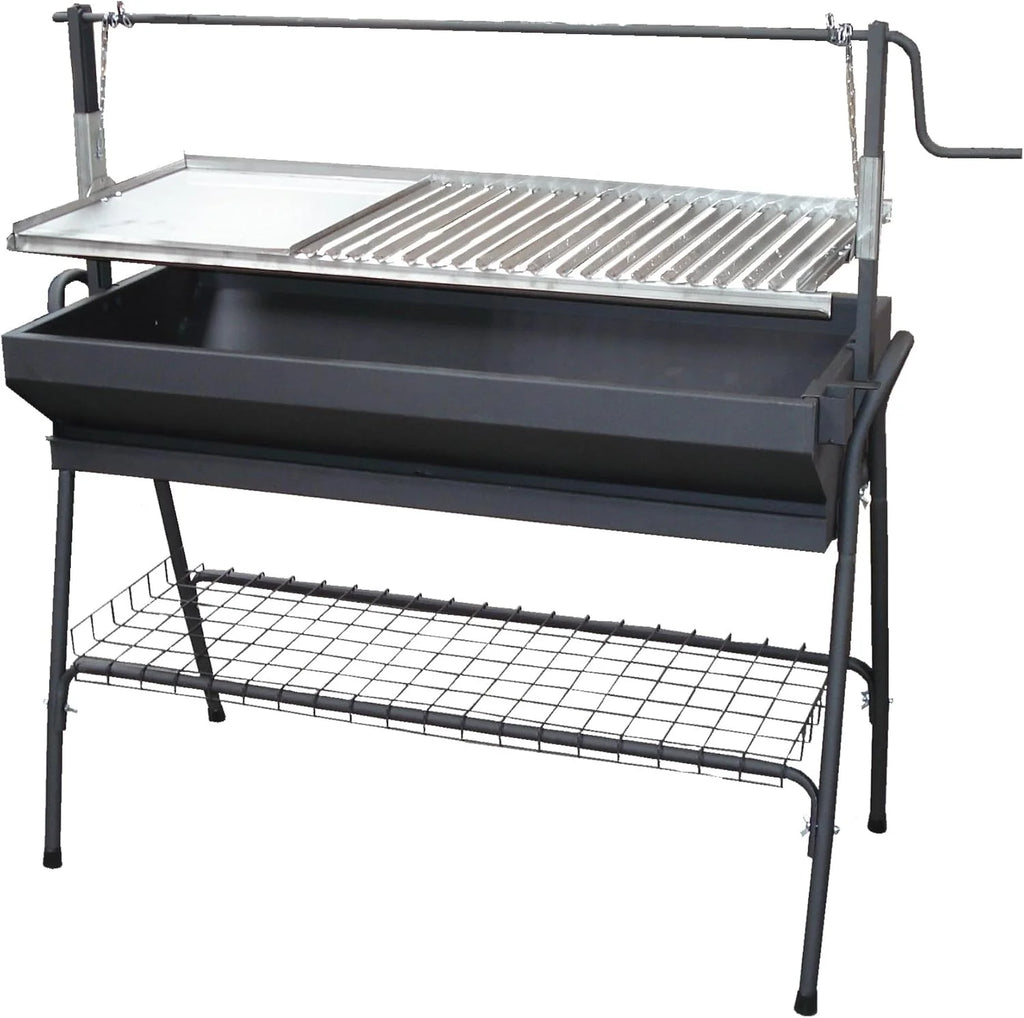 Imex EL ZORRO 71764 – Grill z płytą do smażenia i podnośnikiem, czarny, 80x50x115cm