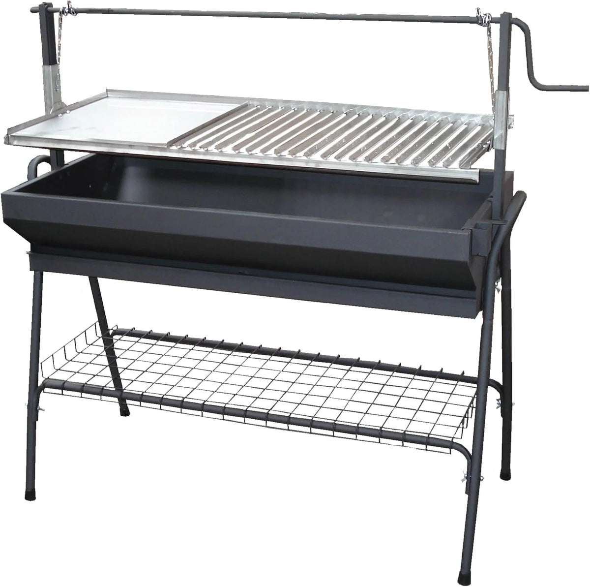 Imex EL ZORRO 71764 – Grill z płytą do smażenia i podnośnikiem, czarny, 80x50x115cm