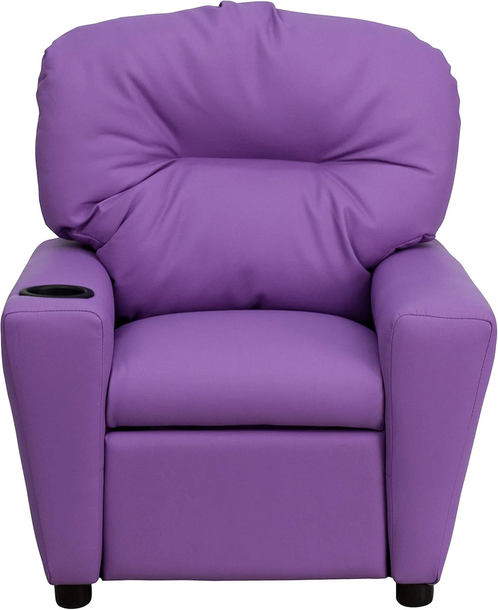Flash Furniture Contemporary Kids Recliner with Cup Holder, Wood, Beige Vinyl, 26" x 21" x 21"