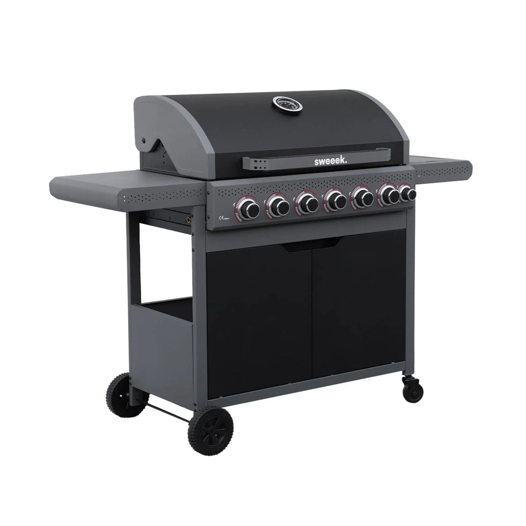 Grill gazowy Edmond czarny - 6 palników + 1 palnik boczny | Sweeek
