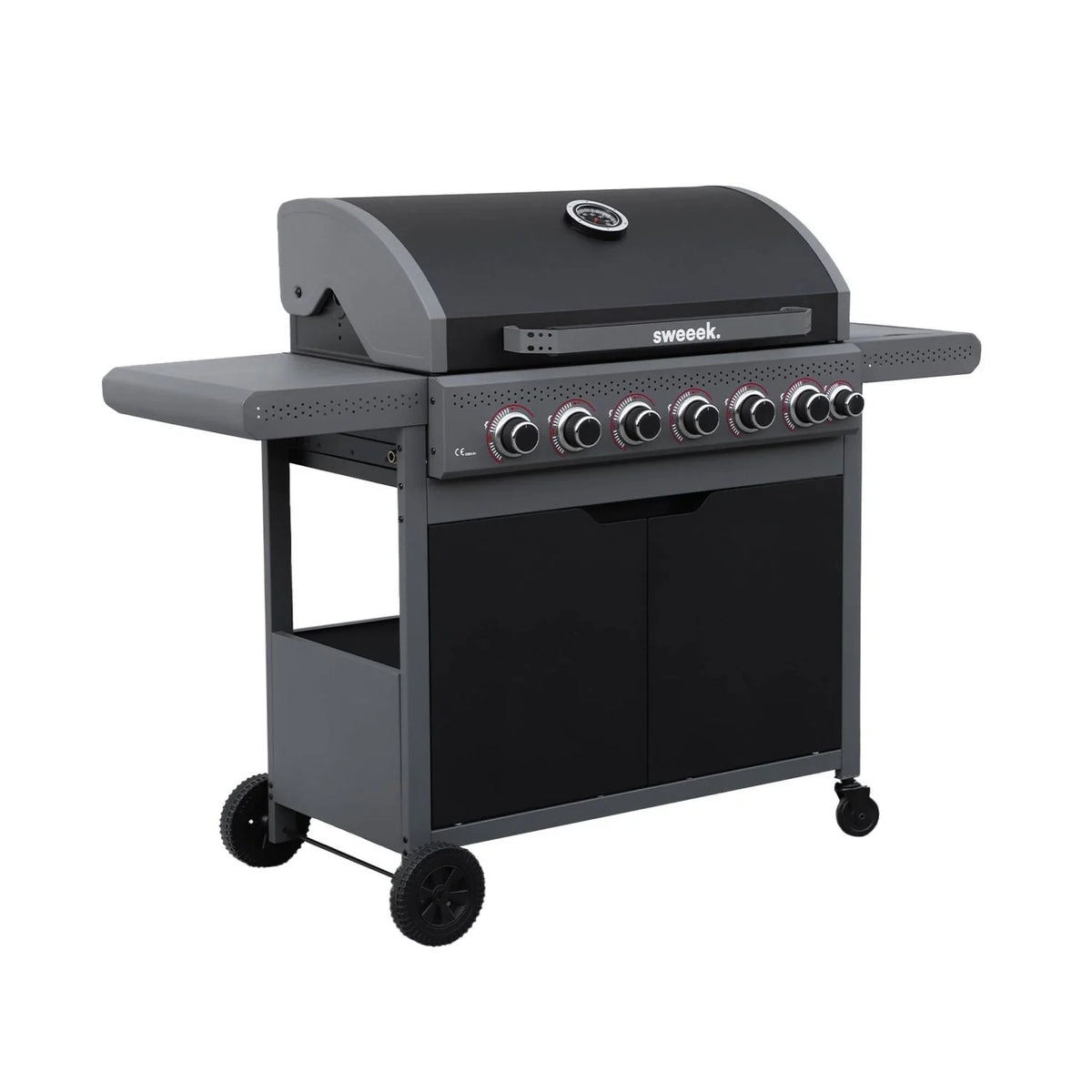 Grill gazowy Edmond czarny - 6 palników + 1 palnik boczny | Sweeek