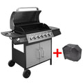 Grill Gazowy Barbacoa 6+1 Palników Czarno-Srebrny Vidaxl