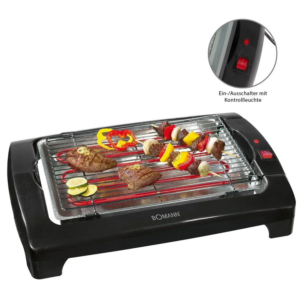 Bomann BQ 1240 - Grill Elektryczny Z Chromowanym Rusztem 35,5 X 24,5 Cm, 2000 W, Kolor Czarny