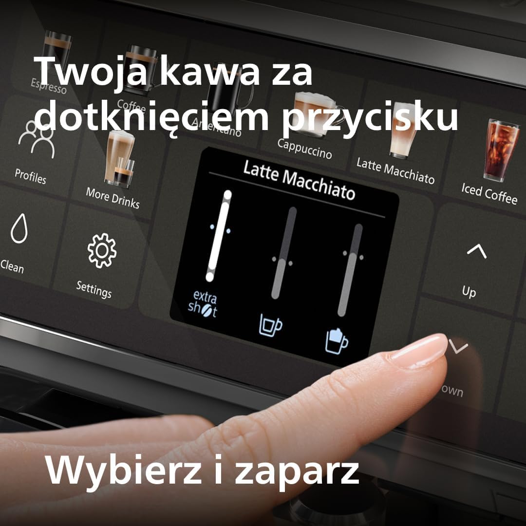 Philips w Pełni Automatyczny Ekspres do Kawy z Serii 5500-20 Kaw Gorących i Mrożonych, Szybki w Czyszczeniu System Mleczny LatteGo, Technologia SilentBrew, QuickStart, Szary (EP5544/50)