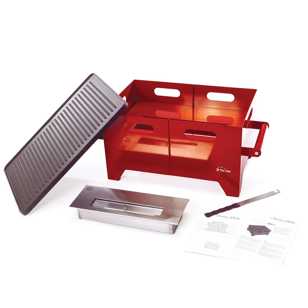 Grill Etanolowy 1.2l Czarny Stalowy z Żeliwną Płytą