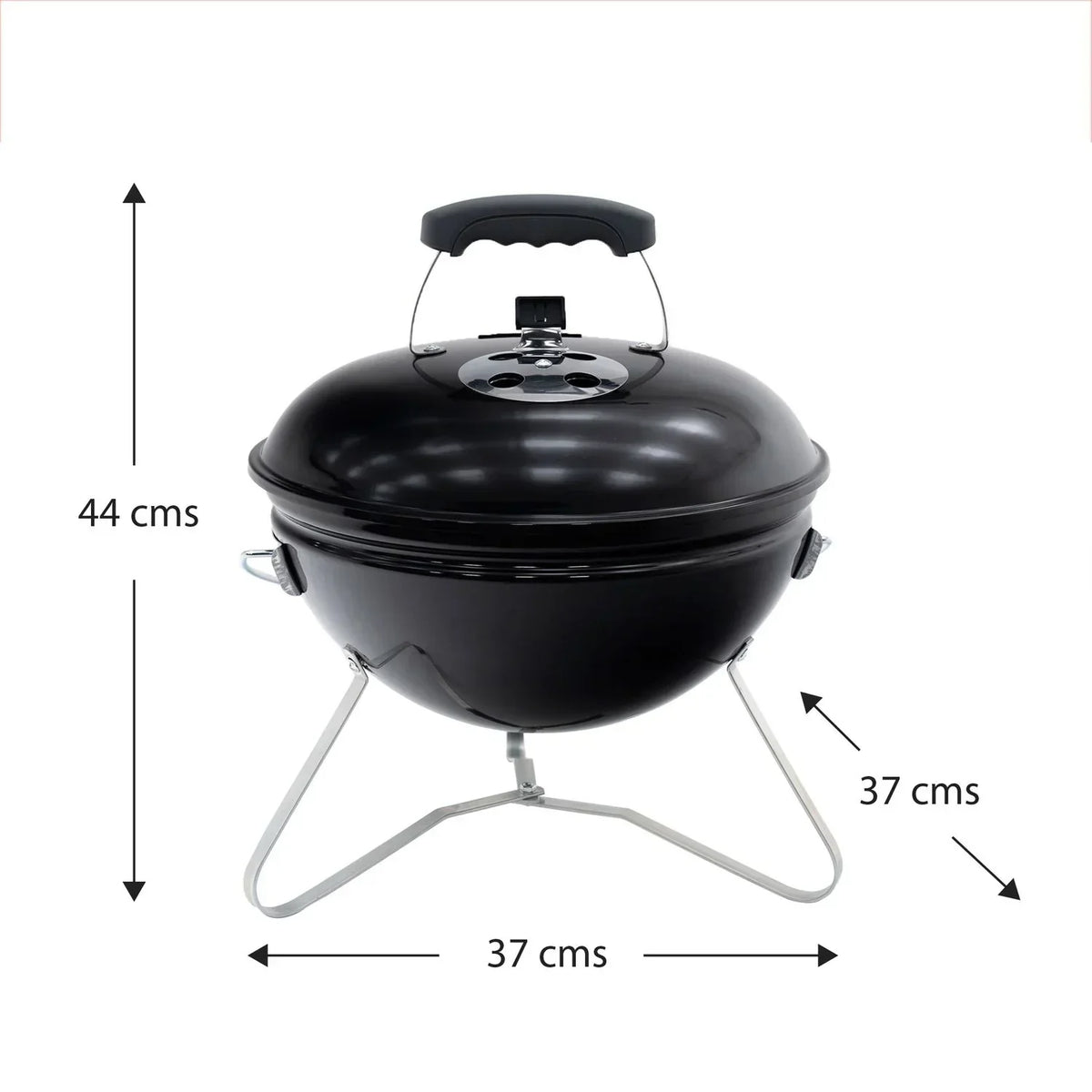 Przenośny Grill Węglowy Stołowy Kekai Tahoe 37x37x44 cm Pokrywa Z Systemem Transportu I Blokady Emaliowany Czarny