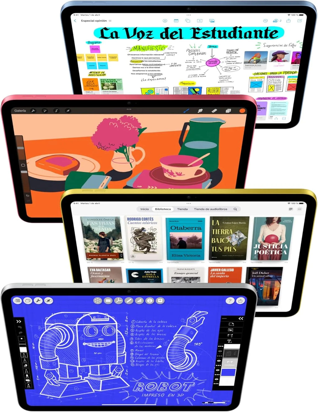 iPad 11 cali: Chip A16, model 11 cali, wyświetlacz Liquid Retina, 128 GB, Wi-Fi 6, aparat przedni i tylny 12 MP, Touch ID, bateria na cały dzień – srebrny