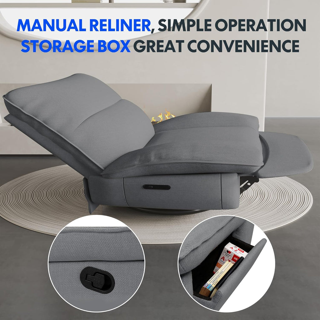 FLEXISPOT XC6 Fotel Relaxacyjny, Obrotowa Kanapa z Funkcją Bujania, Fotel TV z Regulowanym Oparciem, Rozkładany Fotel do Sypialni, Salonu i Kina Domowego (Beżowy)