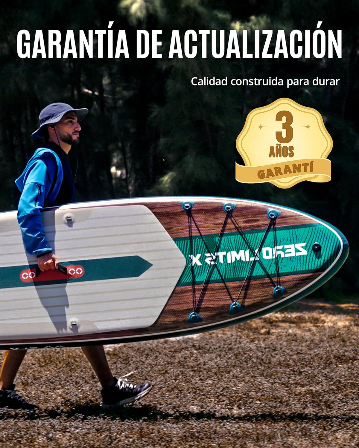 ZLX Deska SUP z siedziskiem 320 cm, nadmuchiwana, dla dorosłych, odpowiednia dla początkujących, szeroka i stabilna, antypoślizgowa