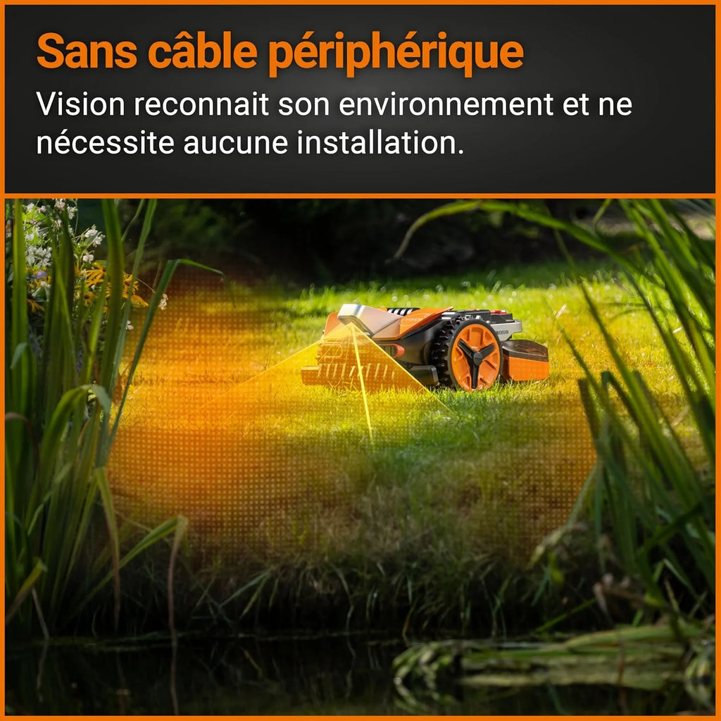 WORX Landroid Vision M550 WR205E kosiarka automatyczna do trawników o powierzchni do 550 m² – inteligentna kosiarka automatyczna bez przewodu granicznego – Wi-Fi i Bluetooth – aktywne unikanie przeszkód z