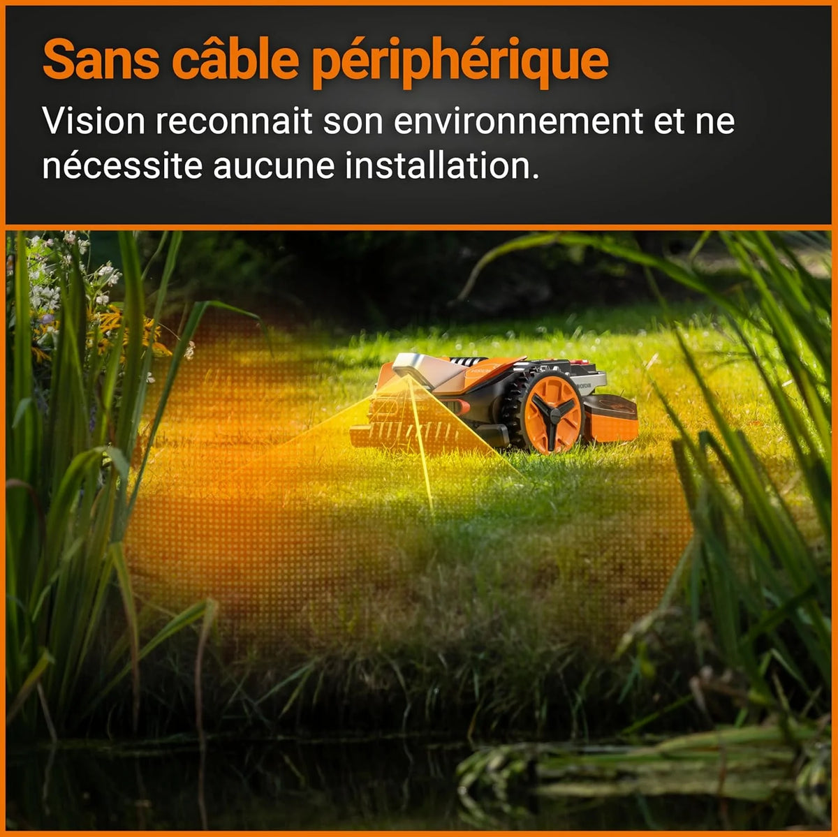 WORX Landroid Vision M550 WR205E kosiarka automatyczna do trawników o powierzchni do 550 m² – inteligentna kosiarka automatyczna bez przewodu granicznego – Wi-Fi i Bluetooth – aktywne unikanie przeszkód z