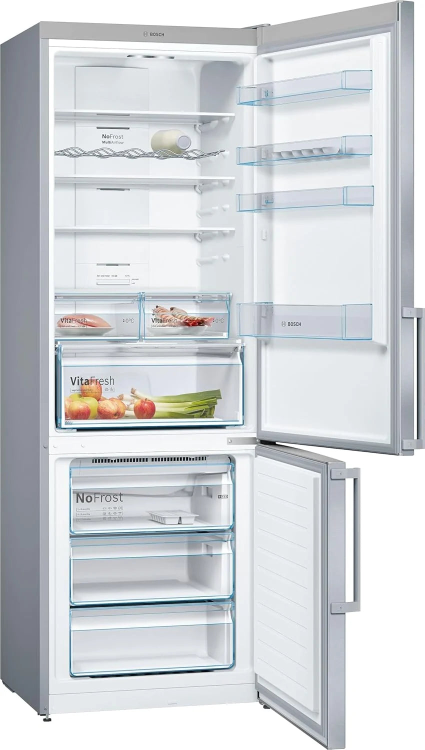 Bosch Serie 4 - Lodówko-zamrażarka, NoFrost, 203 x 70 cm, 438 L, VitaFresh, biała - KGN49XIDQ