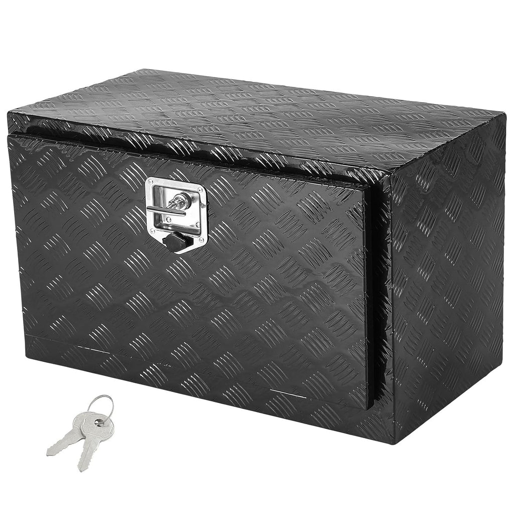 VEVOR Skrzynka Narzędziowa do Samochodu Ciężarowego 914x432x457mm Podramowa Skrzynka Schowek ze Stopu Aluminium Montaż Podwozia z Zamkiem i Kluczami do Przyczep, Samochodów Dostawczych, Czarna