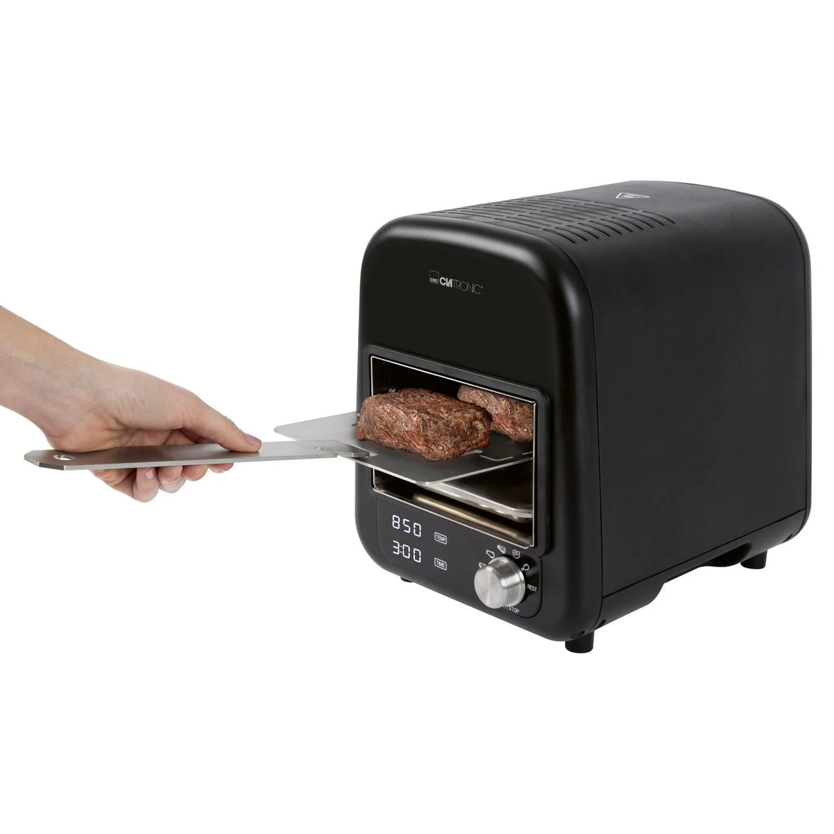 Elektryczny grill na podczerwień Barbacoa, grill ceramiczny, 5 programów gotowania, 850°C, czarny środek, 1600 W Clatronic Ebg 3760